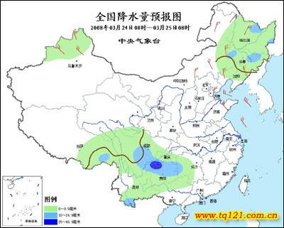 24日未来三天:东北地区等地持续雨雪大风天气 南方有弱降水