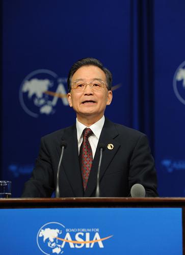 4月18日,中国国务院总理温家宝在博鳌亚洲论坛2009年年会开幕大会上发表主旨演讲。